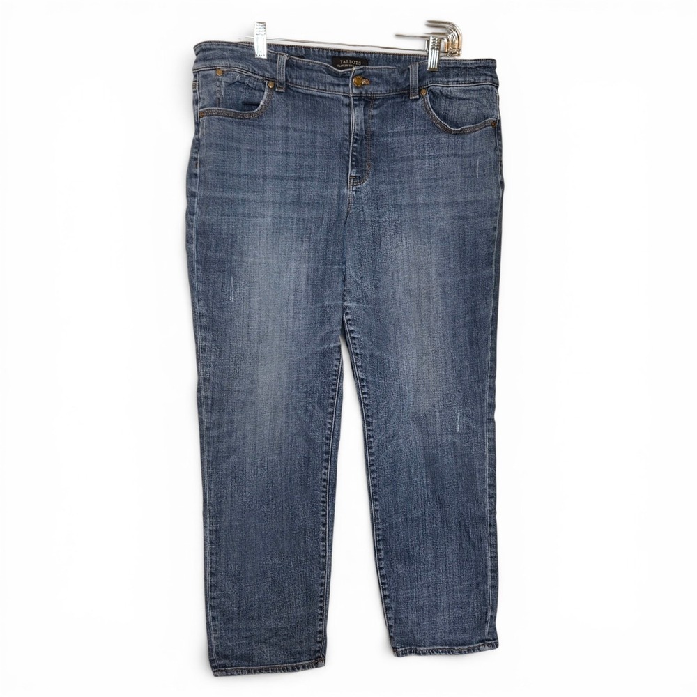 Talbots Flawless Five-Pocket Boyfriend Jeans Womens 16 Blue Straight Leg Denim‎